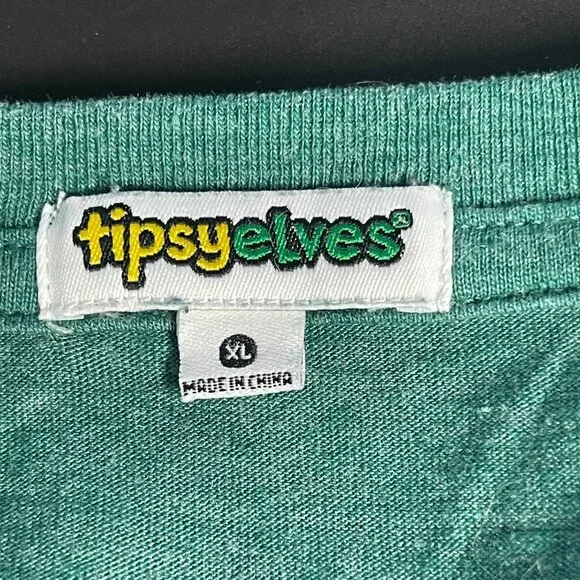 Tipsy Elves “Pahty Wicked Hahd” Graphic T-Shirt Green XL St. Patrick’s Day - Picture 4 of 5